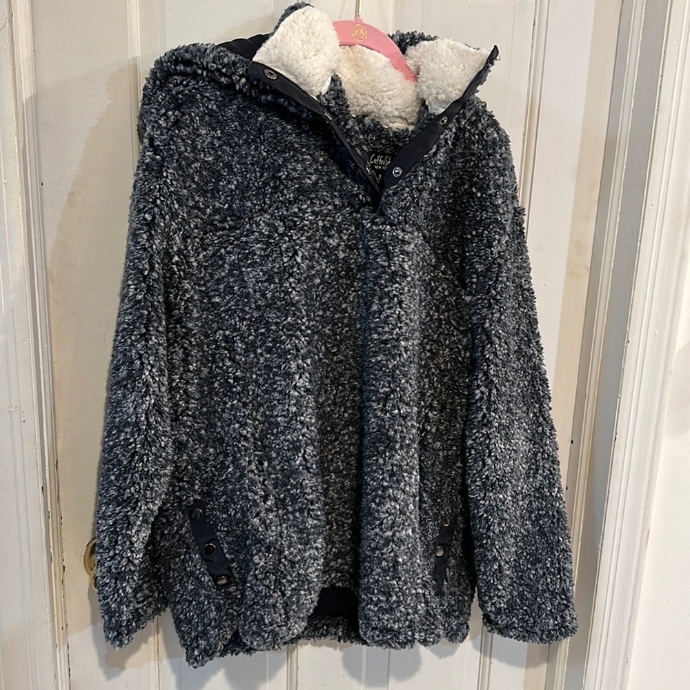 coffeeshop Quarter button Sherpa Hoodie